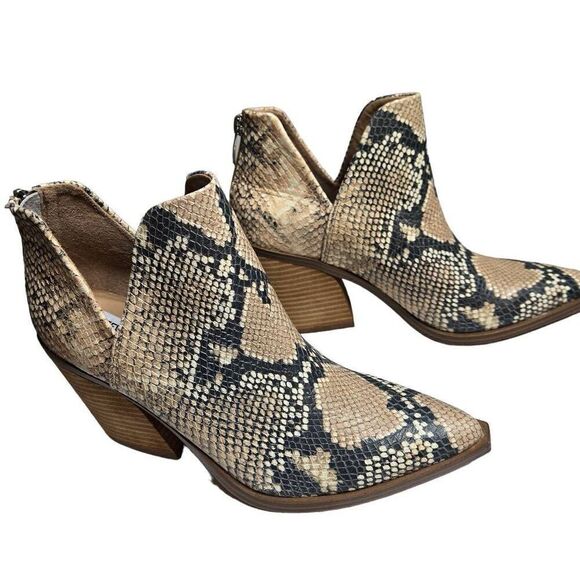 Steve Madden Camryn Ankle Boot Tan Snake Print Size 8 - Picture 8 of 12
